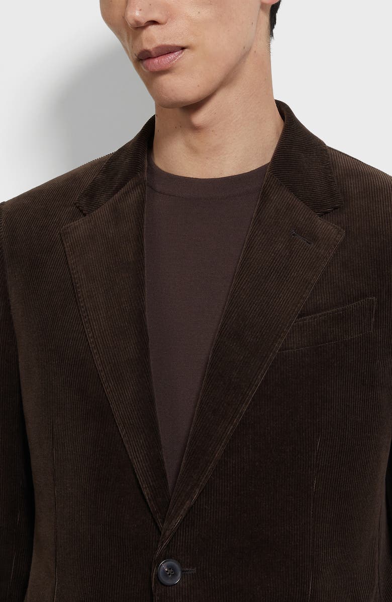 ZEGNA Cashco Stretch Cotton & Cashmere Corduroy Blazer, Alternate, color, Dark Brown