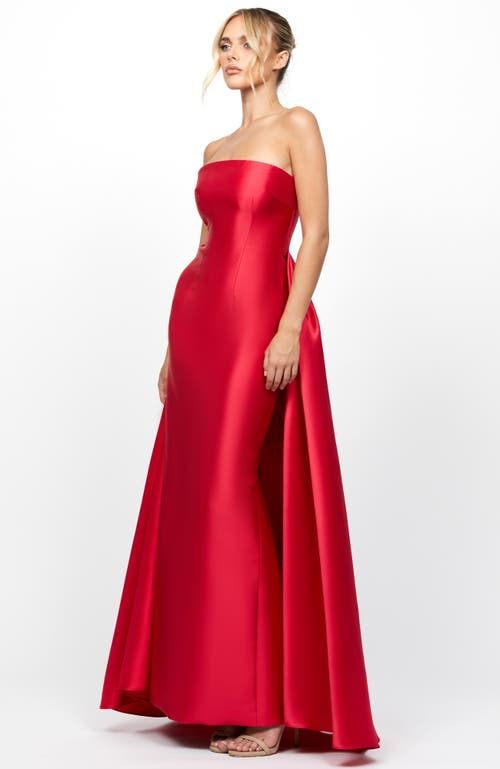 Bariano Grayce Strapless Satin Gown In Red