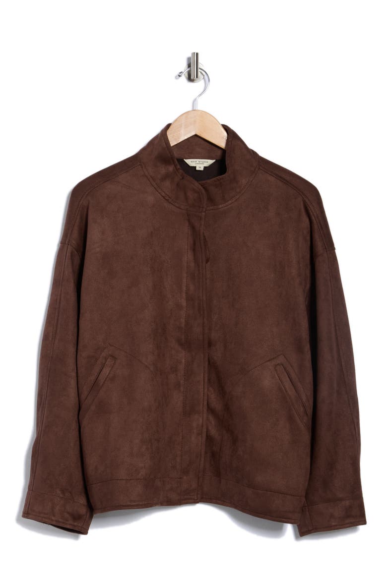 Faux Suede Zip Jacket, Alternate, color, SEQUOIA
