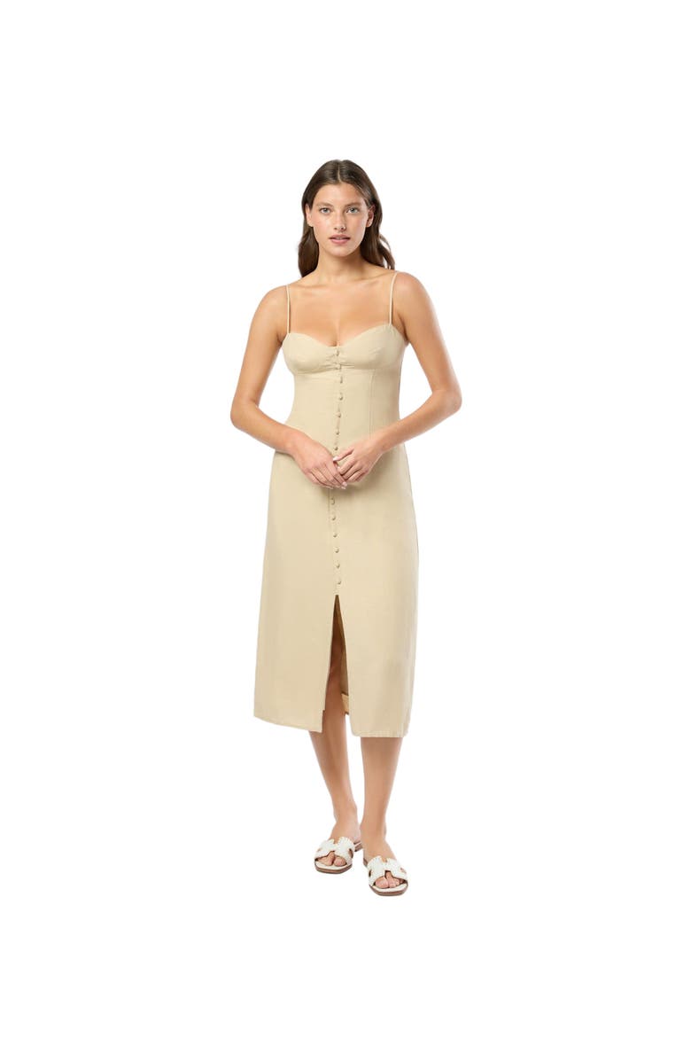 Onia Air Linen Corset Midi Dress, Main, color, Jute