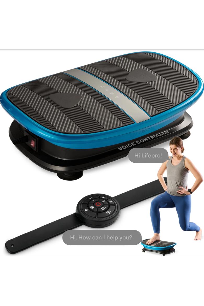 Curved Voice-Controlled Vibration Plate Exercise Machine with Heat Therapy for Recovery and Wellness, Main, color, Black