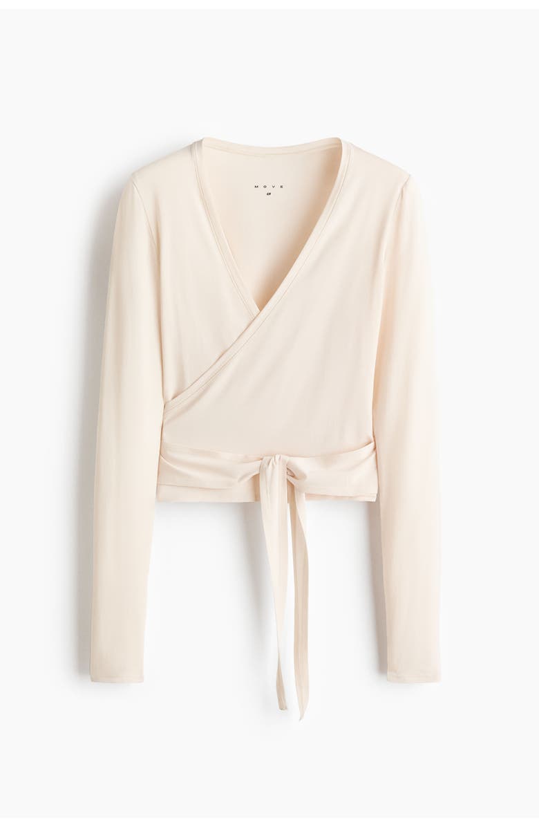 H&M Sports Wrap Top In Modal, Main, color, Ivory