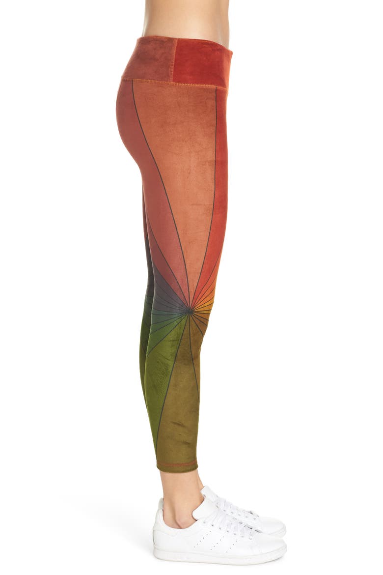 Rainbow Sunburst Velour Leggings, Alternate, color, RAINBOW