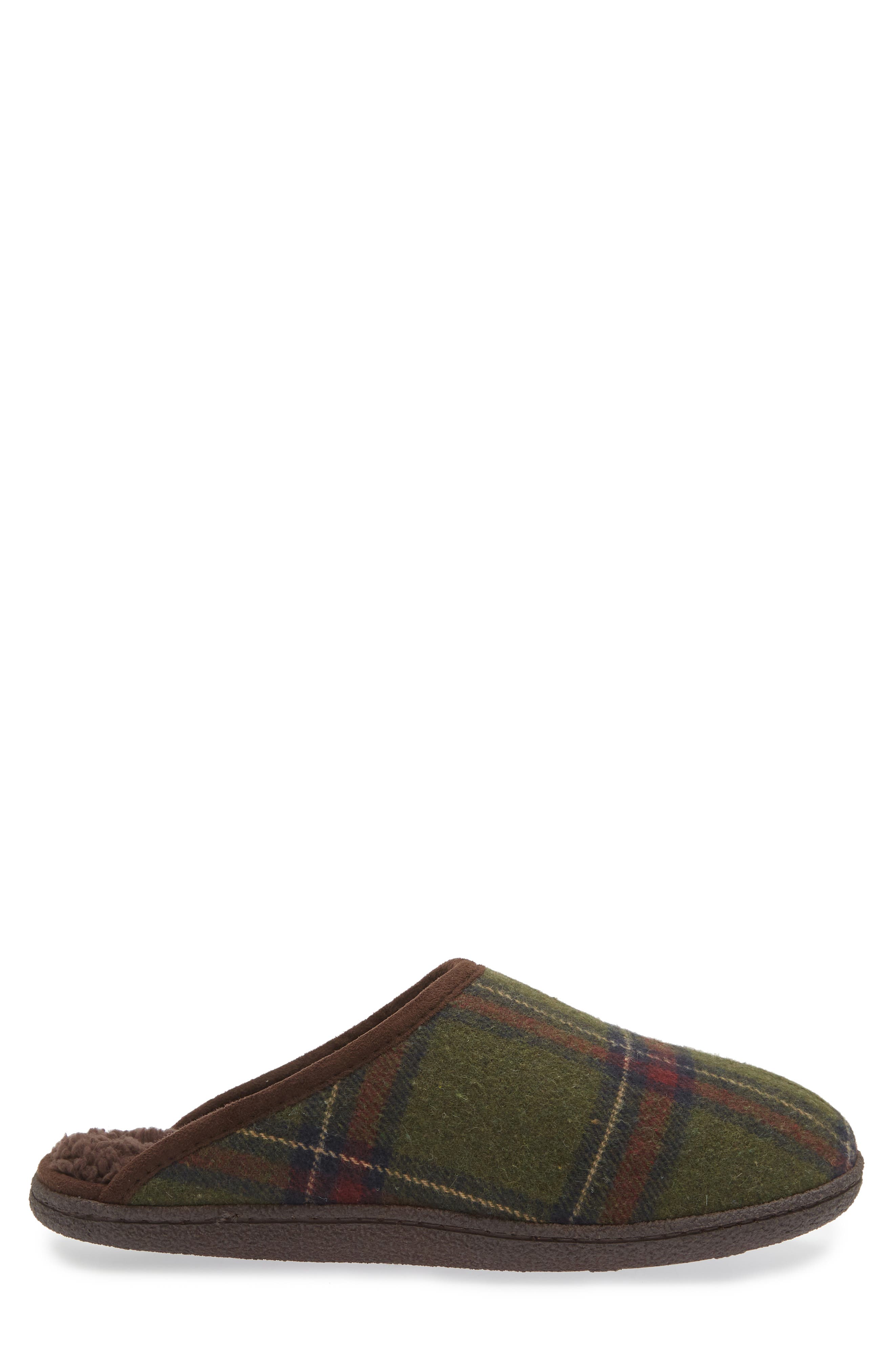 Brock Faux Fur Lined Scuff Slipper, Alternate, color, GREEN PLAID
