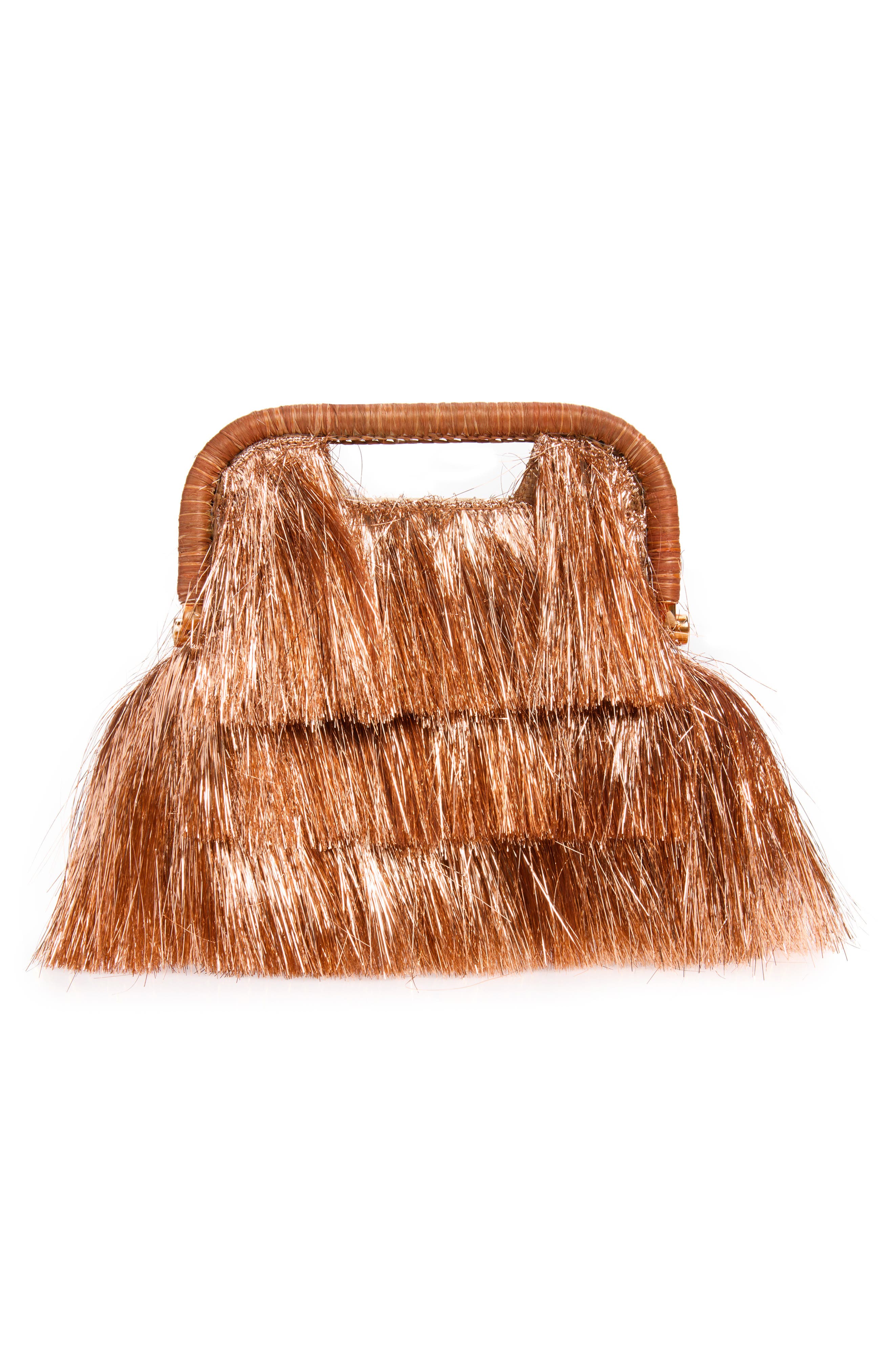 POOLSIDE The Flamands Fringe Clutch, Alternate, color, Disco Tinsel