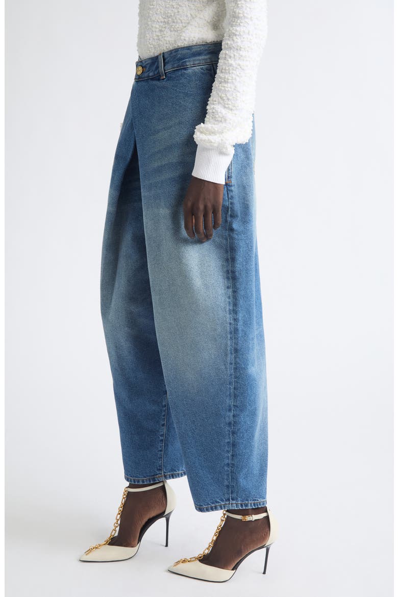 Pleated Barrel Leg Jeans, Alternate, color, 6FF BLUE
