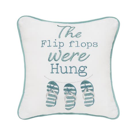 Flip Flops Were Hung Christmas Pillow, 10" x 10"