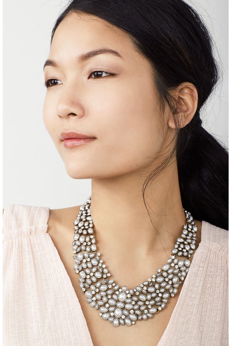 Kew Crystal Collar Necklace, Alternate, color, PEARL/ GOLD