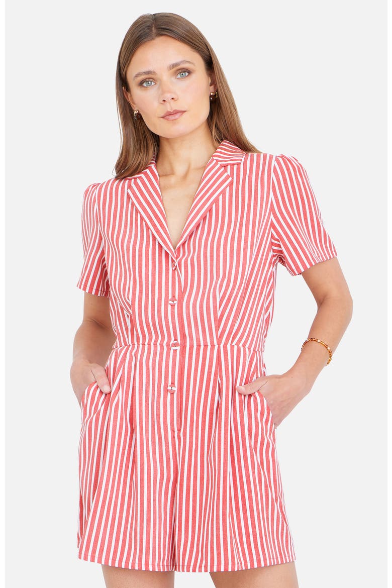 Stripe Retro Playsuit, Alternate, color, Red
