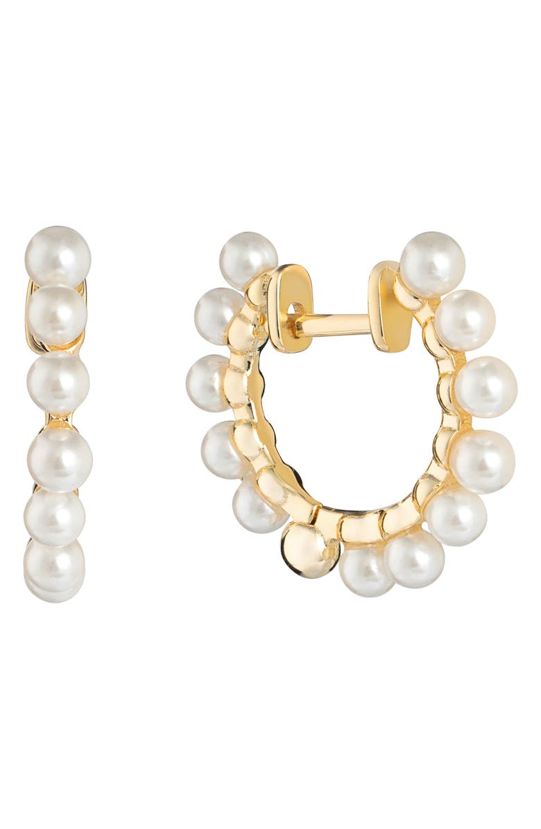 ATHRA LUXE Freshwater Pearl Hoop Earrings, Main, color, Gold