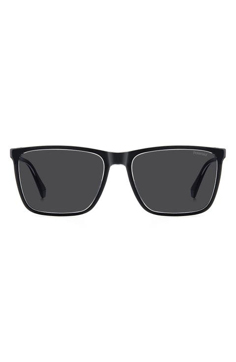 58mm Polarized Rectangular Sunglasses