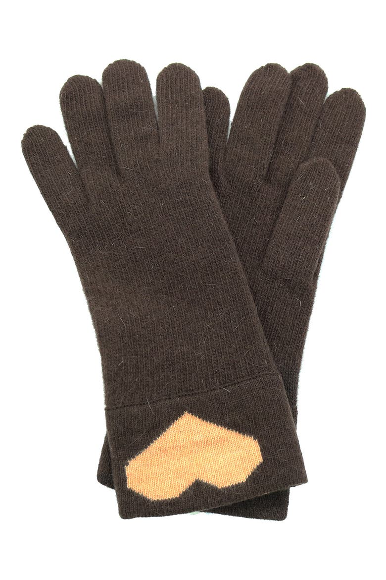 Heart Gloves, Main, color, DARK BROWN/ PESCA