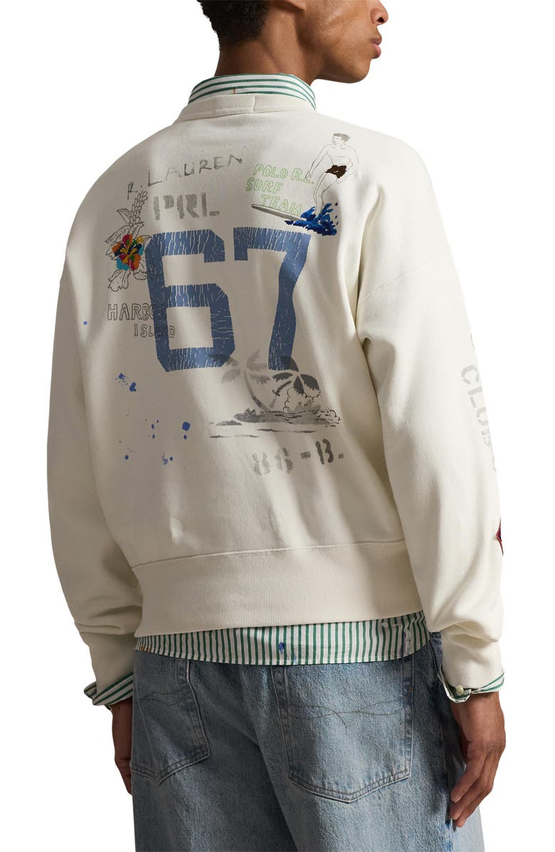 Polo Ralph Lauren Vintage Fit Peace Love Surf Embroidered Sweatshirt, Alternate, color, Nevis