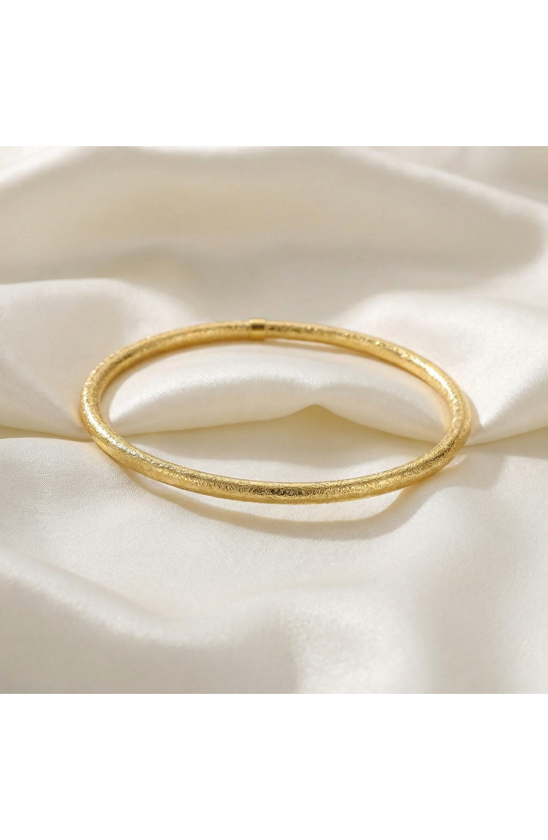 Bliss Diamond 18K Gold Plated Silver Textured 3mm Slip-On Bangle Bracelet, Alternate, color, 