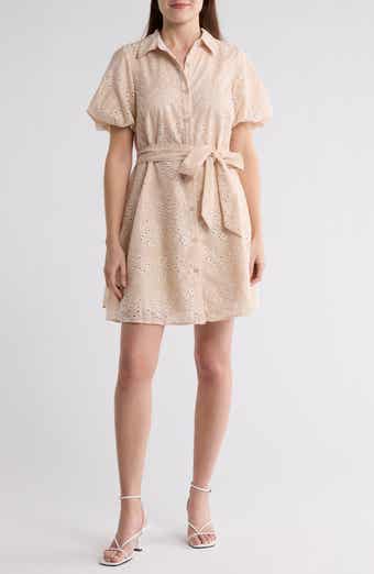 Sam Edelman Embroidered Eyelet Puff Sleeve Shirtdress