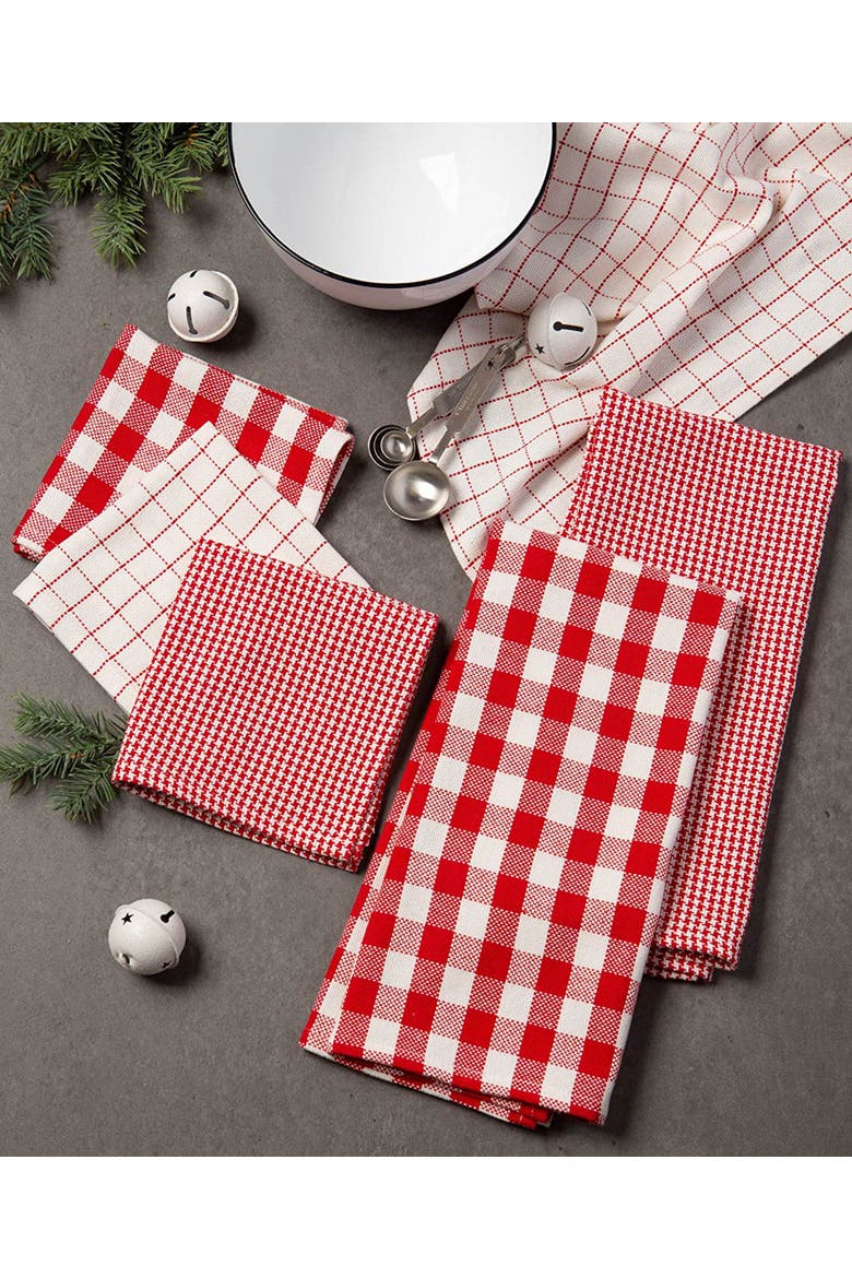 Heavyweight Dishtowel & Dishcloth Set/6, Alternate, color, Holiday Checks