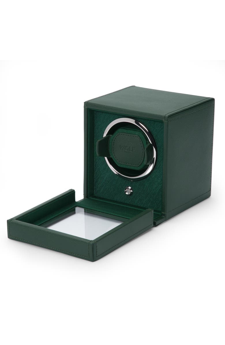 WOLF Cub Single Watch Winder with Cover, Alternate, color, Green