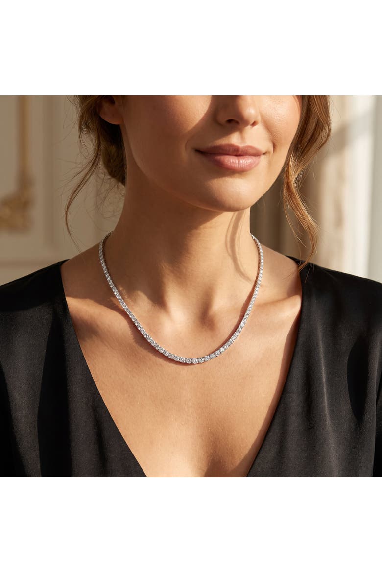 10ct Graduated Diamond Tennis Necklace Lab Grown 14k Gold 18", Alternate, color, White Gold