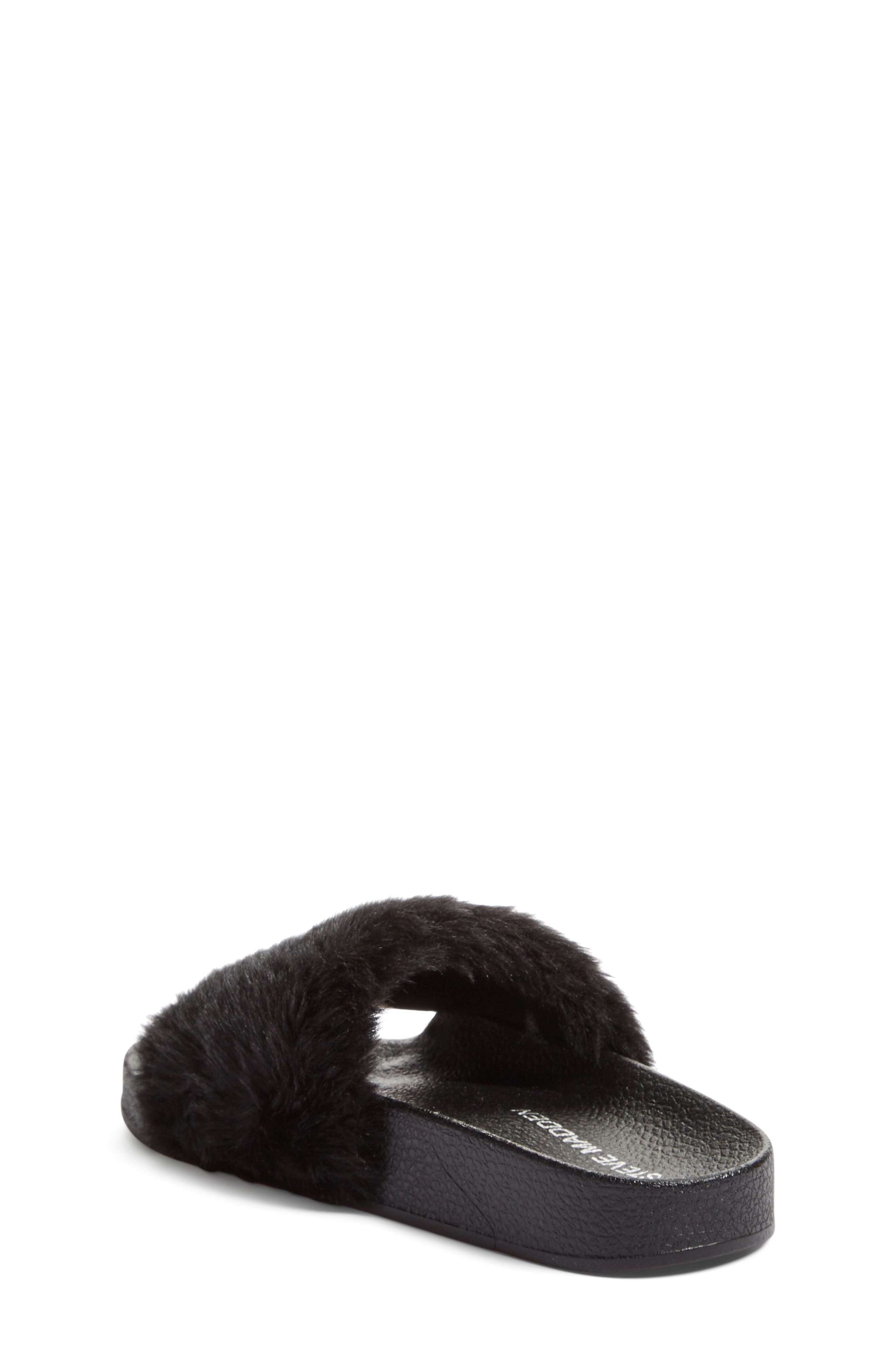 Softey Slide, Alternate, color, BLACK FAUX FUR