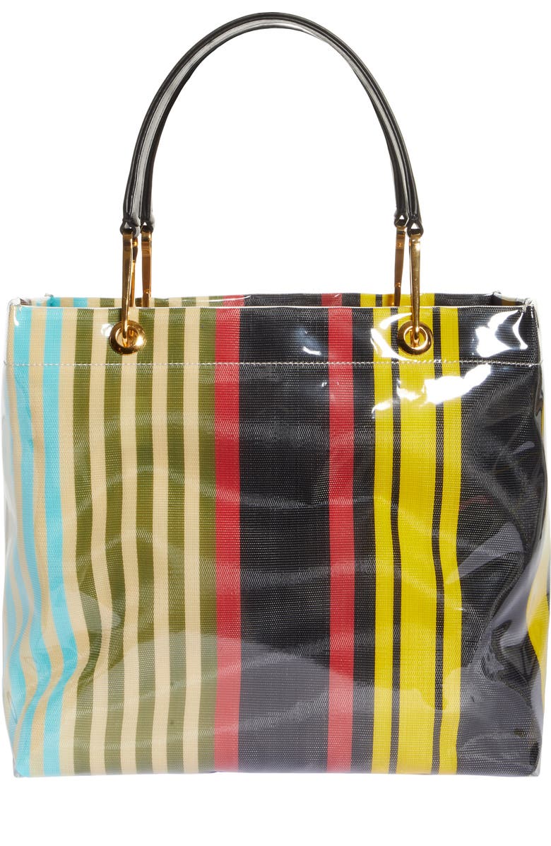 Marni Glossy Grip Logo Stripe Tote, Alternate, color,