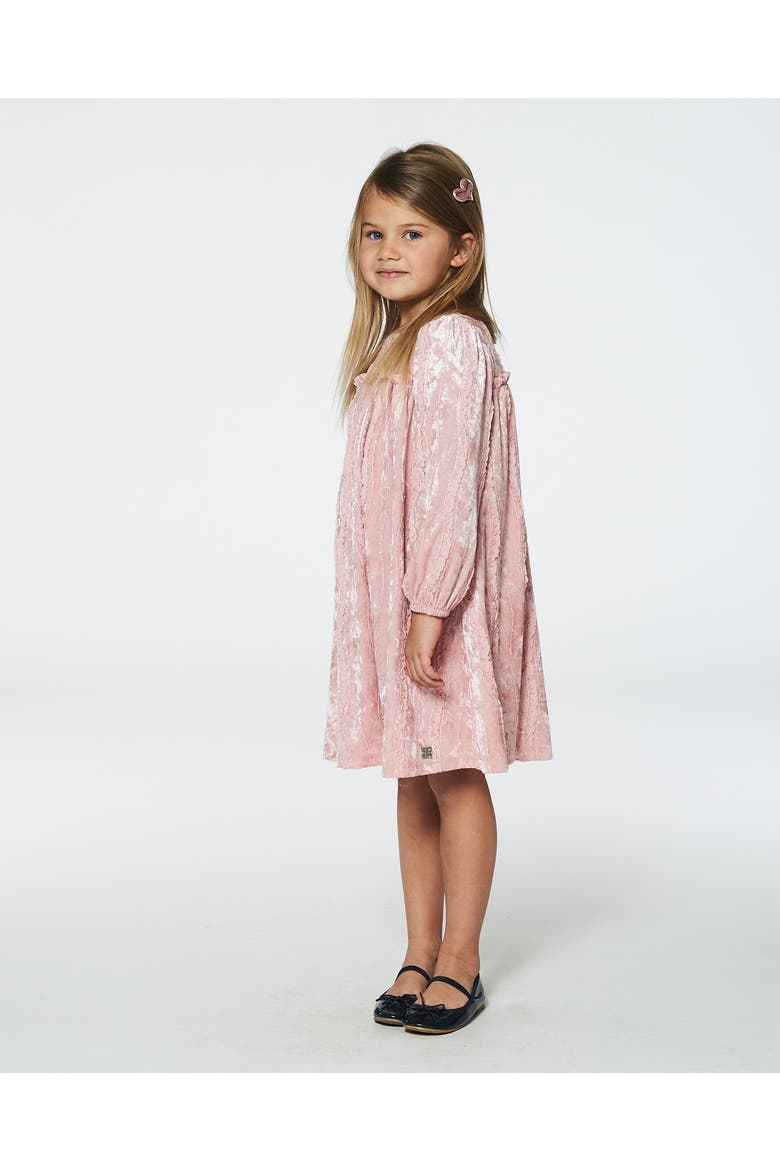 Girl's Long Sleeve Velvet Dress With Frills Light Pink, Alternate, color, Silver Pink