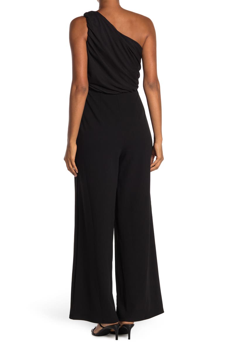 BY DESIGN Ava One-Shoulder Wide Leg Jumpsuit, Alternate, color, Black