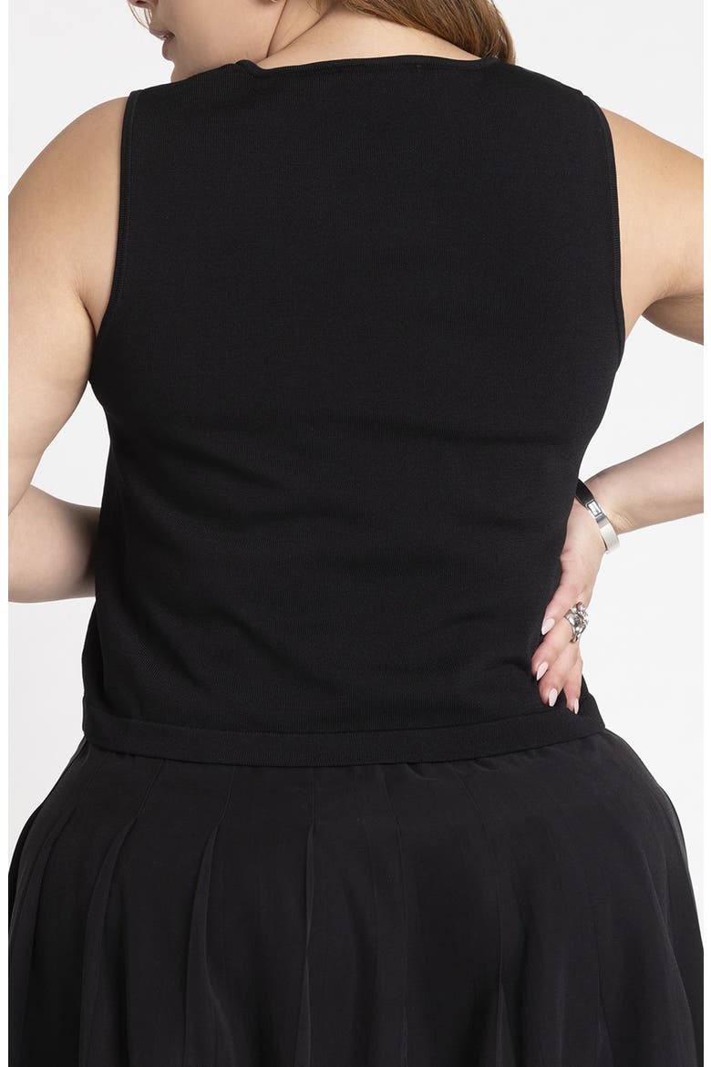 Preppy Front Button Knit Tank Top, Alternate, color, BLACK
