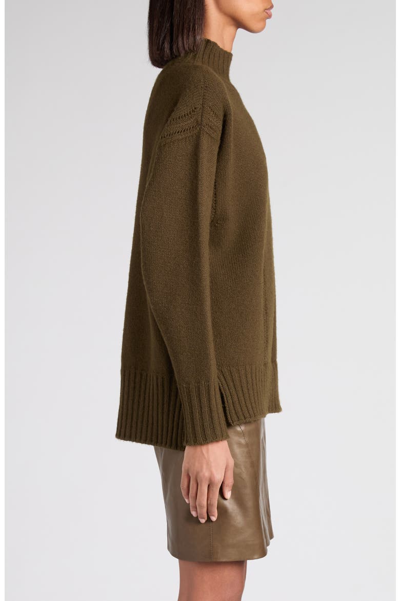Chunky Wool & Cotton Mock Neck Sweater, Alternate, color, FG815 MILITARY GREEN