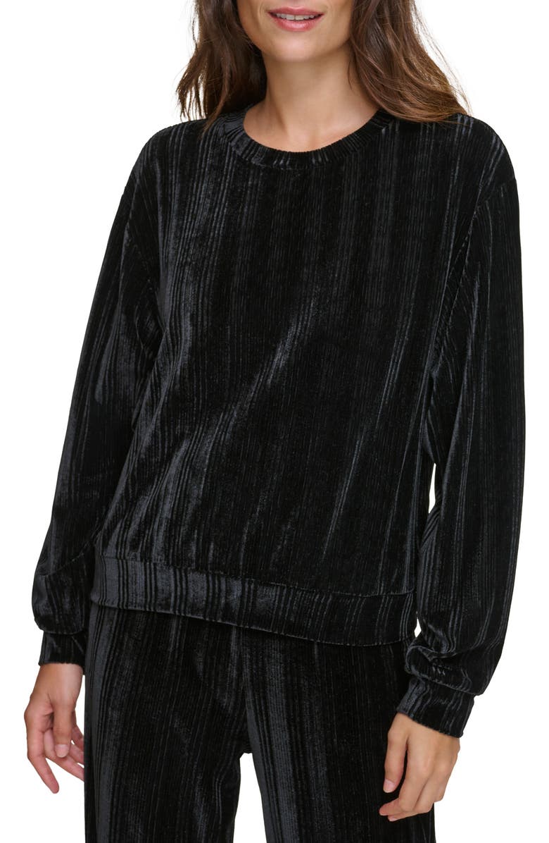 Andrew Marc Sport Long Sleeve Ribbed Velvet Top, Main, color, 