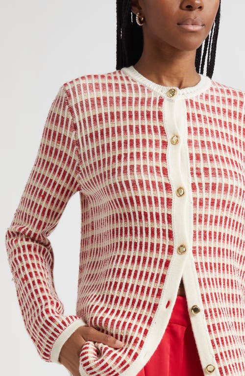 Ramy Brook Ivy Metallic Striped Wool-blend Cardigan In White