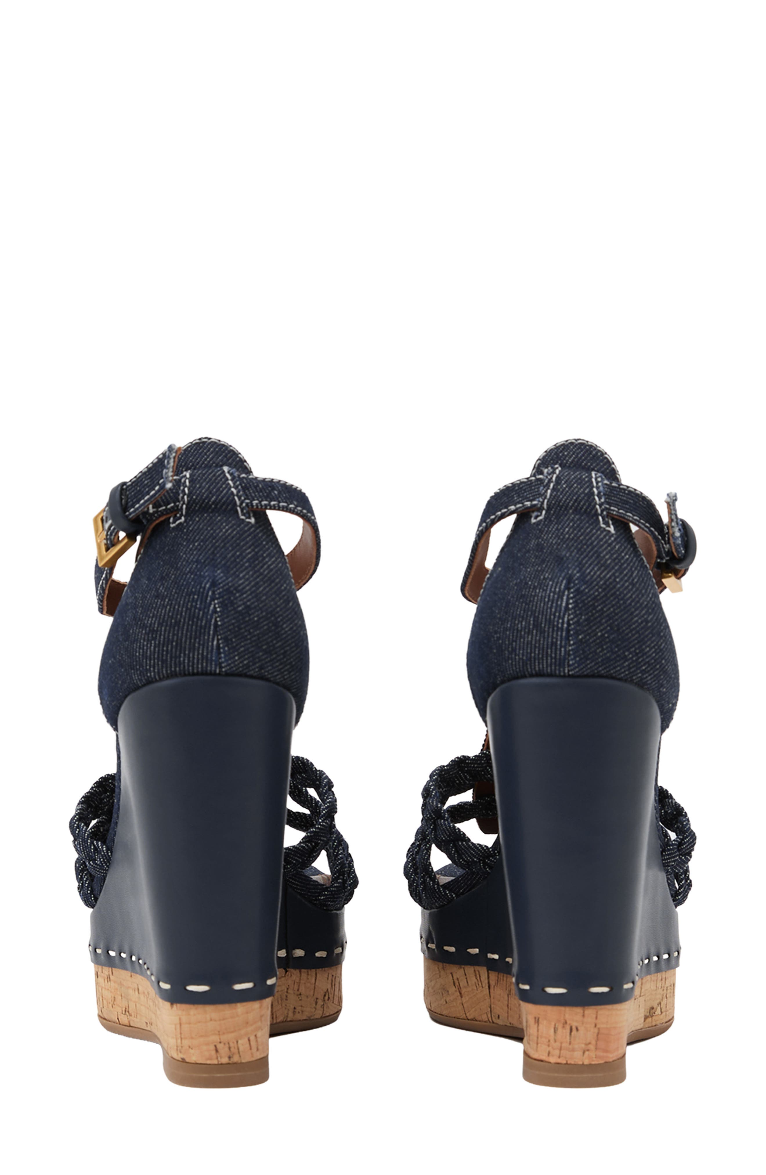 Frances Braided Wedge Ankle Strap Sandal, Alternate, color, BLUE