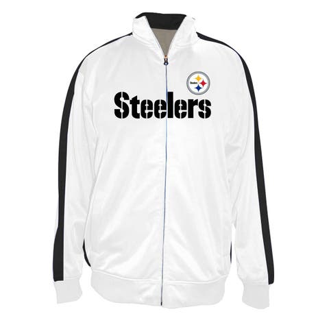 Men's Fanatics White Pittsburgh Steelers Big & Tall Tricot Full-Zip Track Jacket