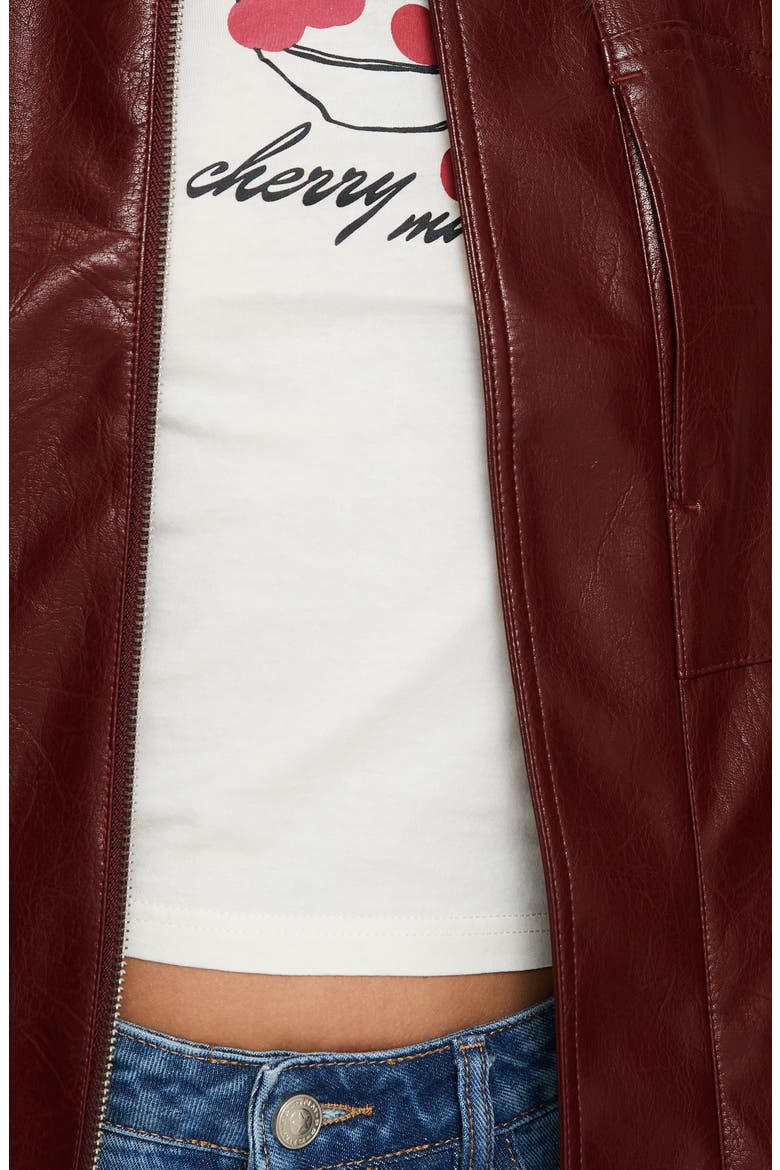 Devija Oversize Faux Leather Jacket, Alternate, color, BURGUNDY