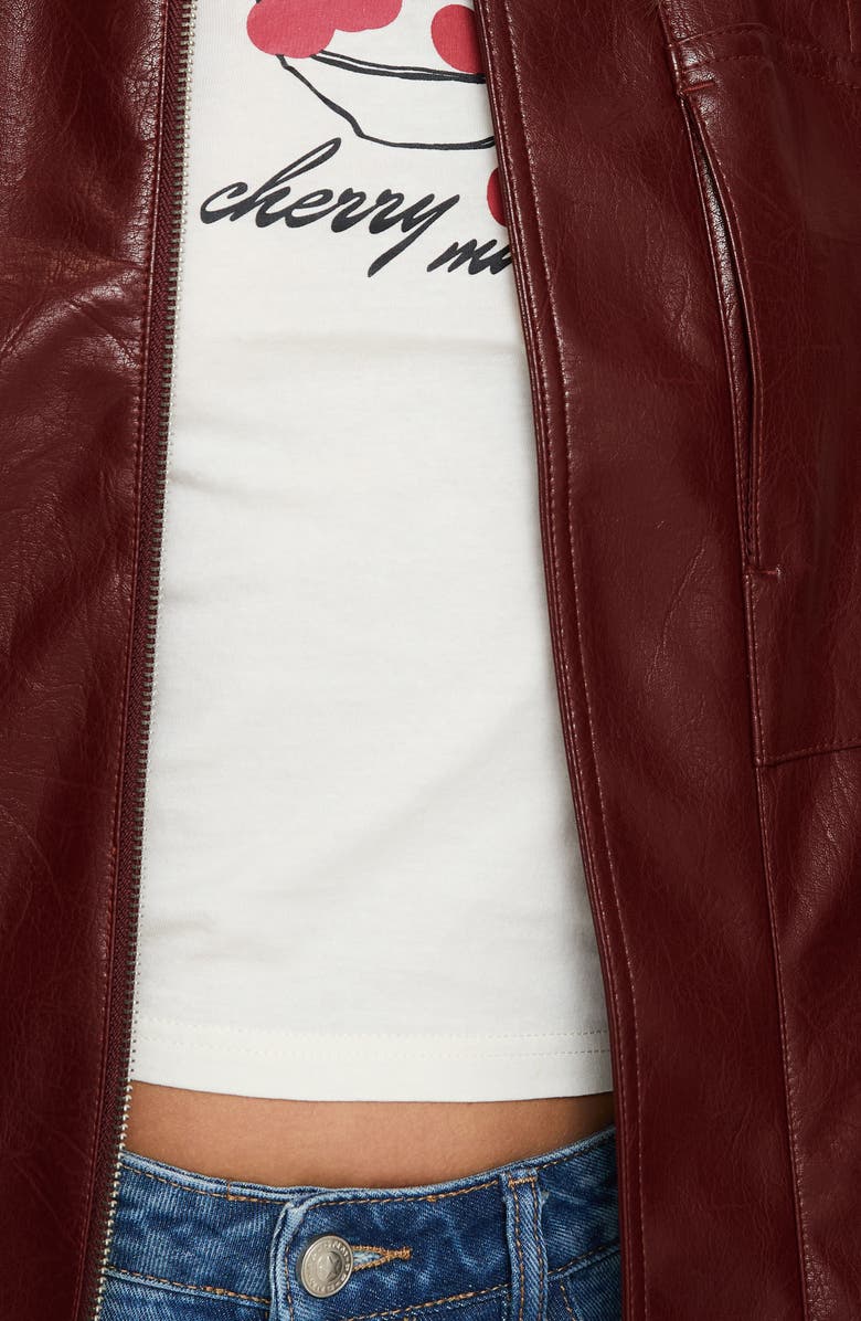 Princess Polly Devija Oversize Faux Leather Jacket, Alternate, color, Burgundy