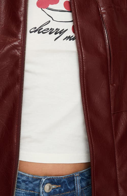Princess Polly Devija Oversize Faux Leather Jacket In Burgundy