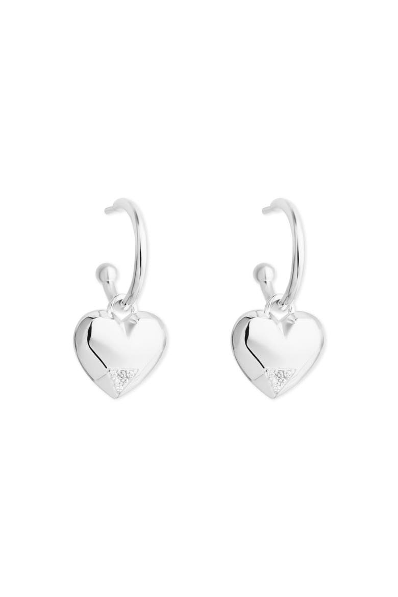 Art Deco Hearts Hoop Earrings, Main, color, Sterling Silver