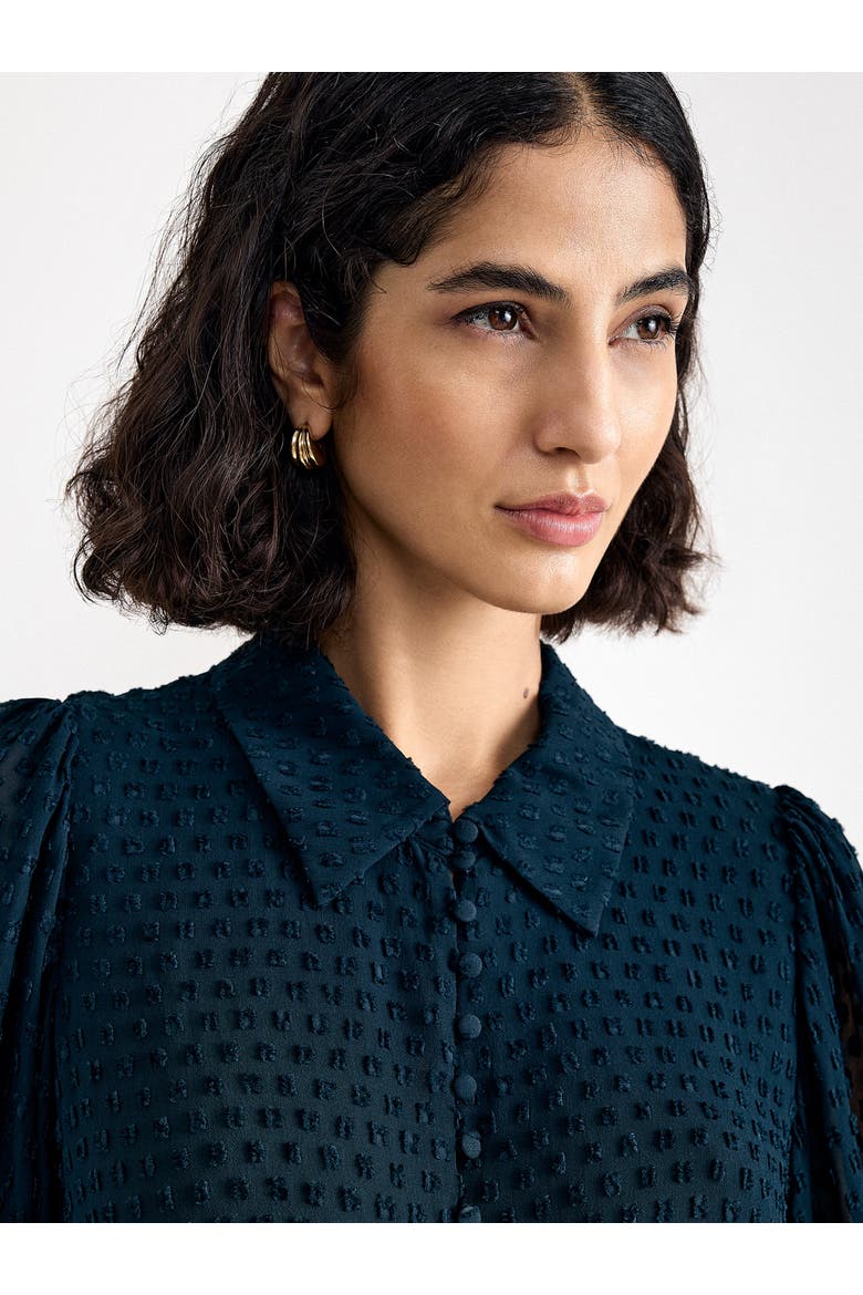 Maeve Textured Belted Shirt Dress, Alternate, color, Teal