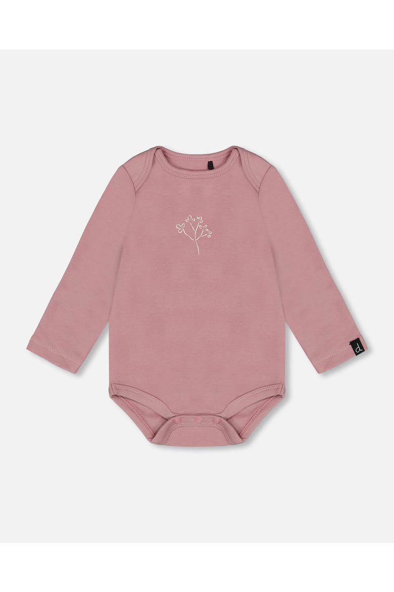 Baby Girl's Organic Cotton Bodysuit With Print Woodrose, Main, color, Woodrose