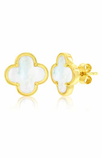 Mother-of-Pearl Clover Stud Earrings