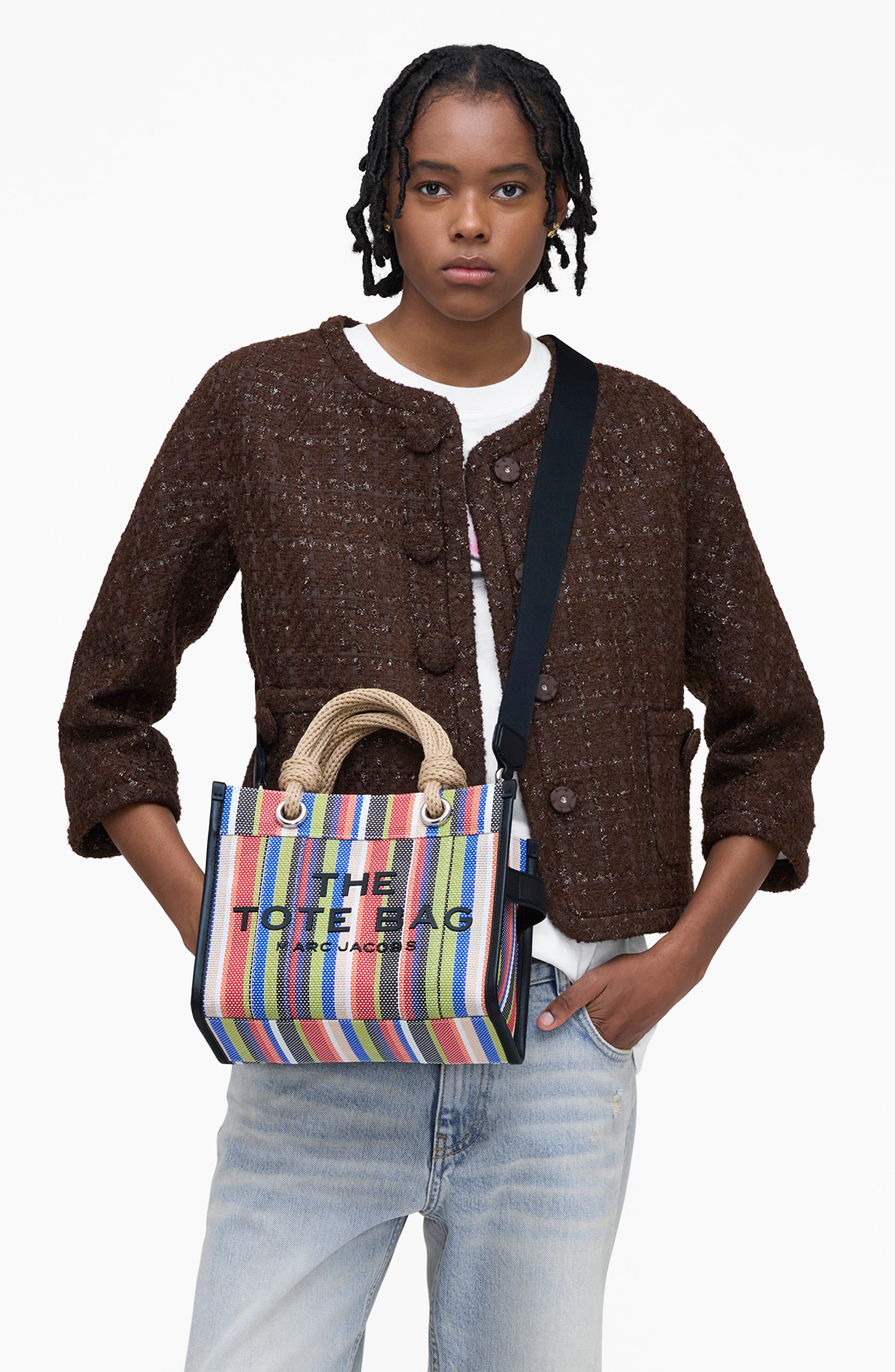 Marc Jacobs The Small Stripe Mesh Tote, Alternate, color, Red Multi