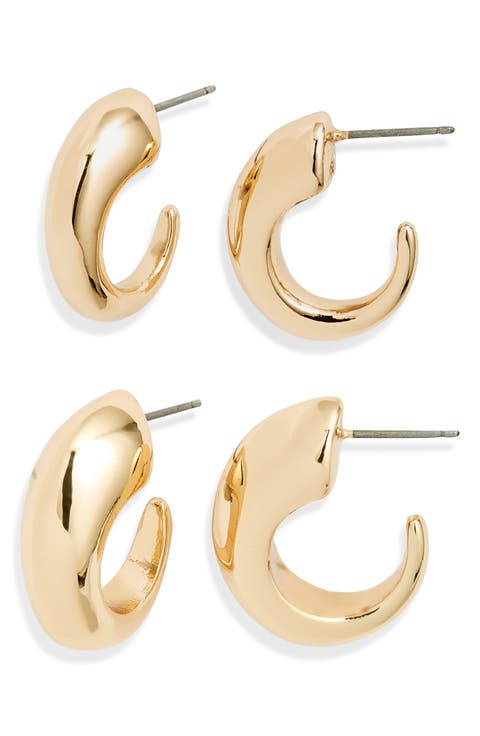 Set of 2 Tapered Hoop Earrings