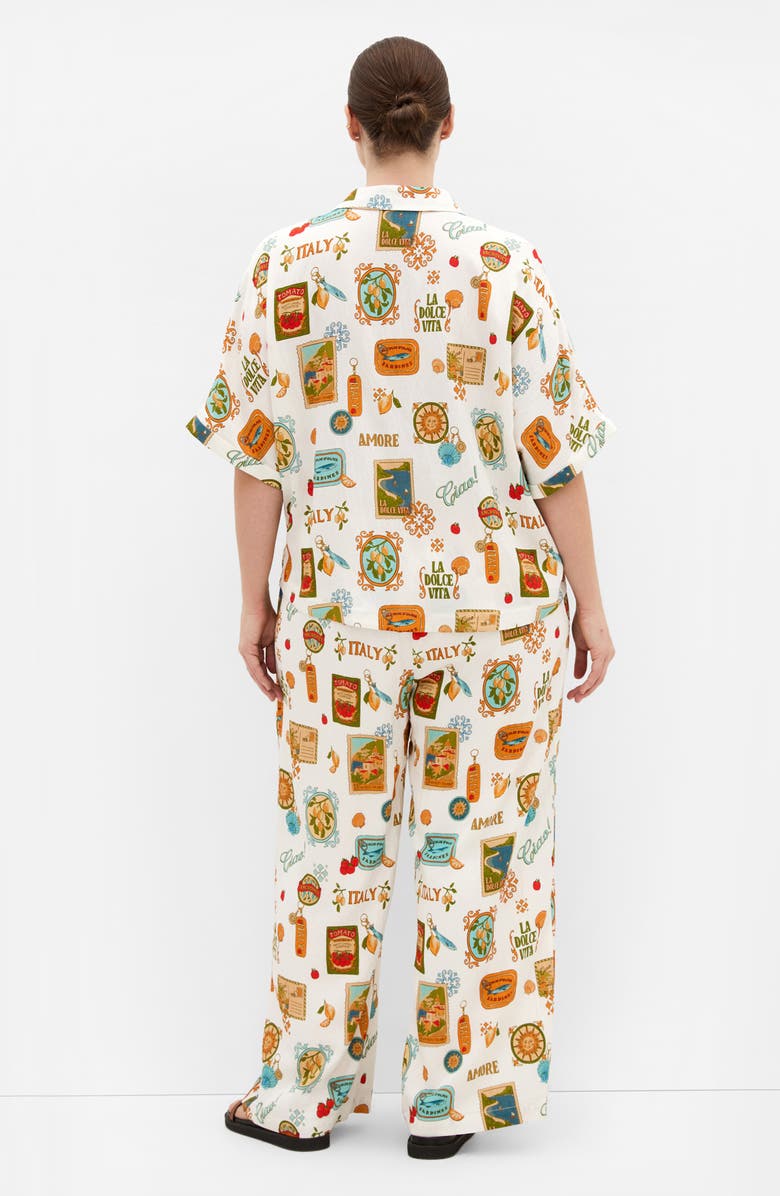 City Chic Amore Amalfi Print Button-Up Shirt, Alternate, color, 