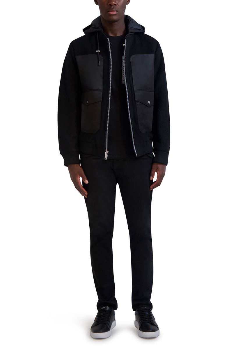 KARL LAGERFELD PARIS Hooded Bomber Jacket, Alternate, color, 