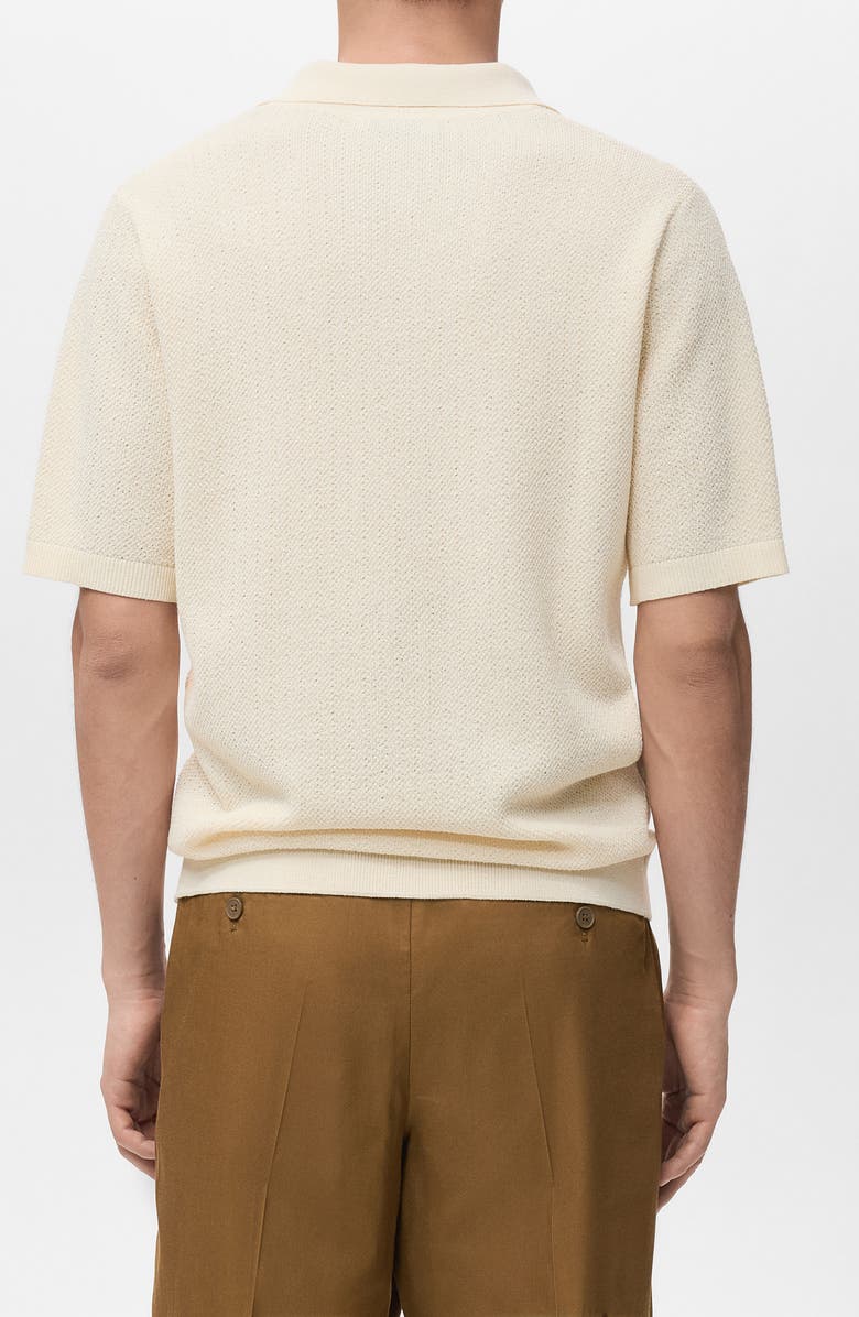 MANGO Structured Knit Polo, Alternate, color, Ecru