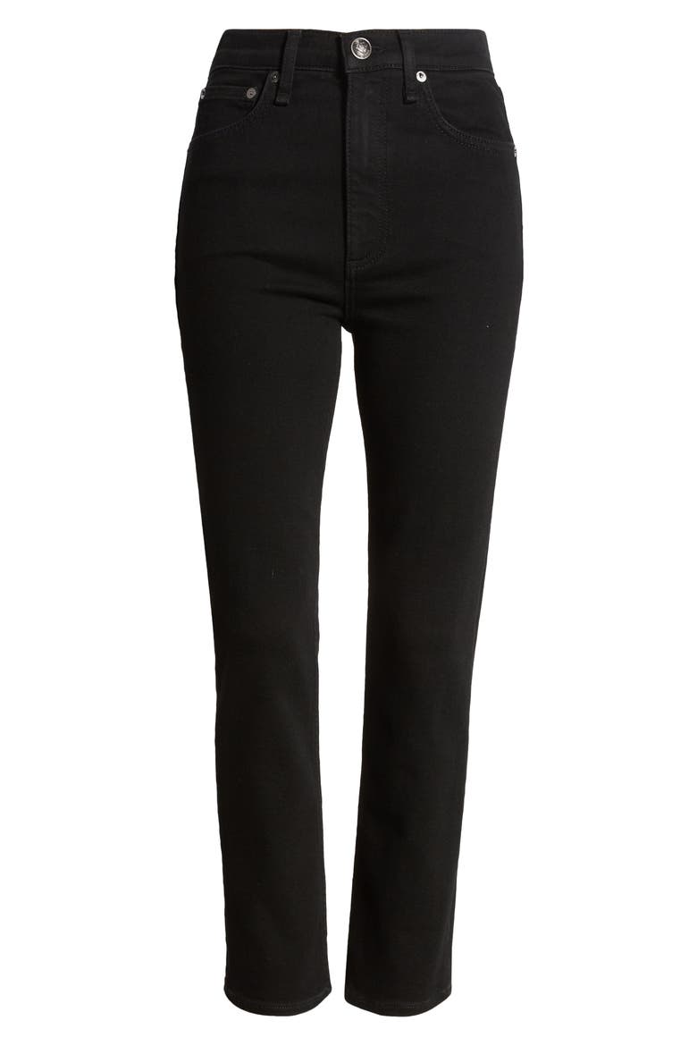 Flexi Wren High Waist Ankle Slim Jeans, Alternate, color, BLACK