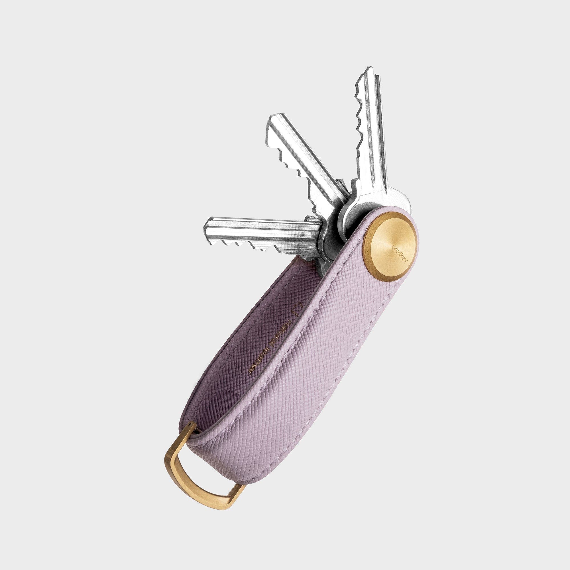 Orbitkey Pro Saffiano Leather Key Organiser, Main, color, Lilac