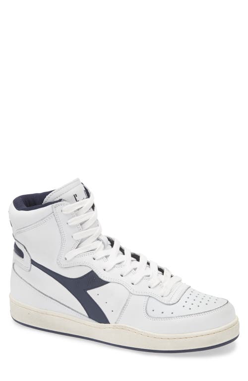 Diadora Gender Inclusive Mi Basket Used High Top Sneaker In White/blue Corsair
