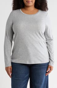 Nordstrom Crewneck Long Sleeve Pima Cotton T-Shirt