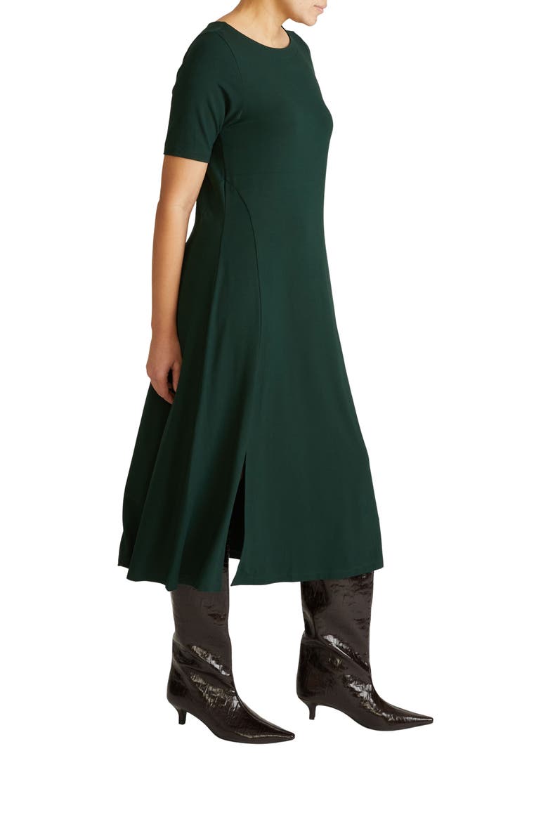 Serena Short Sleeve Jersey Midi Dress, Alternate, color, SCARAB GREEN