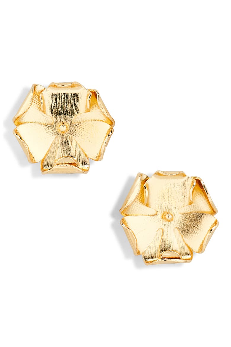 Small Lani Orchid Stud Earrings, Main, color, GOLD
